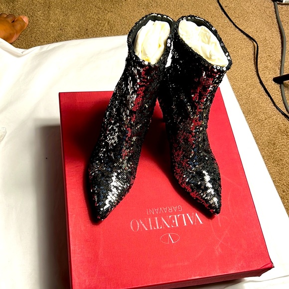 Valentino garavani women sequins socks boots ankle boots shoes size 7.5 us new